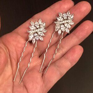New_ Set of 2 _ Cubic Zirconia Hair Pins